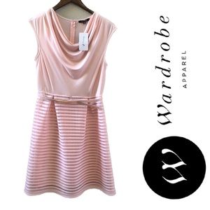 NEW Pink Cocktail Dress with Gold Accent Belt Size 12
